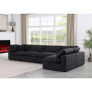  Manufacturer Color_Black -- Comfy 158" Black Linen Textured Fabric Upholstered 5 pc Modular Sectional IMAGE 4