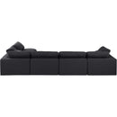  Manufacturer Color_Black -- Comfy 158" Black Linen Textured Fabric Upholstered 5 pc Modular Sectional IMAGE 5