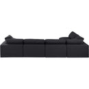 Manufacturer Color_Black -- Comfy 158" Black Linen Textured Fabric Upholstered 5 pc Modular Sectional IMAGE 6