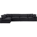  Manufacturer Color_Black -- Comfy 158" Black Linen Textured Fabric Upholstered 5 pc Modular Sectional IMAGE 7