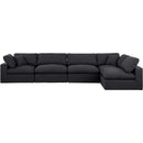  Manufacturer Color_Black -- Comfy 158" Black Linen Textured Fabric Upholstered 5 pc Modular Sectional IMAGE 8