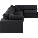  Manufacturer Color_Black -- Comfy 158" Black Linen Textured Fabric Upholstered 5 pc Modular Sectional IMAGE 9