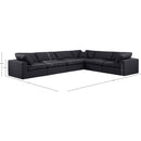 Manufacturer Color_Black -- Comfy 158" Black Linen Textured Fabric Upholstered 6 pc Modular Sectional IMAGE 10