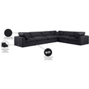  Manufacturer Color_Black -- Comfy 158" Black Linen Textured Fabric Upholstered 6 pc Modular Sectional IMAGE 11