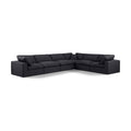  Manufacturer Color_Black -- Comfy 158" Black Linen Textured Fabric Upholstered 6 pc Modular Sectional IMAGE 1