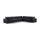  Manufacturer Color_Black -- Comfy 158" Black Linen Textured Fabric Upholstered 6 pc Modular Sectional IMAGE 1
