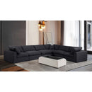  Manufacturer Color_Black -- Comfy 158" Black Linen Textured Fabric Upholstered 6 pc Modular Sectional IMAGE 2