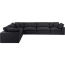  Manufacturer Color_Black -- Comfy 158" Black Linen Textured Fabric Upholstered 6 pc Modular Sectional IMAGE 4