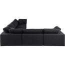  Manufacturer Color_Black -- Comfy 158" Black Linen Textured Fabric Upholstered 6 pc Modular Sectional IMAGE 5