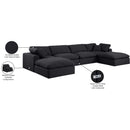  Manufacturer Color_Black -- Comfy 158" Black Linen Textured Fabric Upholstered 6 pc Modular Sectional IMAGE 11