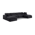  Manufacturer Color_Black -- Comfy 158" Black Linen Textured Fabric Upholstered 6 pc Modular Sectional IMAGE 1