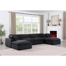  Manufacturer Color_Black -- Comfy 158" Black Linen Textured Fabric Upholstered 6 pc Modular Sectional IMAGE 2