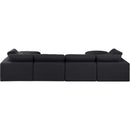  Manufacturer Color_Black -- Comfy 158" Black Linen Textured Fabric Upholstered 6 pc Modular Sectional IMAGE 3