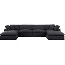  Manufacturer Color_Black -- Comfy 158" Black Linen Textured Fabric Upholstered 6 pc Modular Sectional IMAGE 4