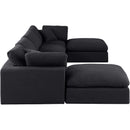  Manufacturer Color_Black -- Comfy 158" Black Linen Textured Fabric Upholstered 6 pc Modular Sectional IMAGE 5