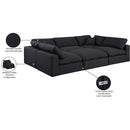  Manufacturer Color_Black -- Comfy 119" Black Linen Textured Fabric Upholstered 6 pc Modular Sectional IMAGE 11