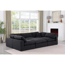  Manufacturer Color_Black -- Comfy 119" Black Linen Textured Fabric Upholstered 6 pc Modular Sectional IMAGE 2