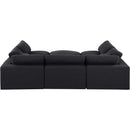  Manufacturer Color_Black -- Comfy 119" Black Linen Textured Fabric Upholstered 6 pc Modular Sectional IMAGE 3