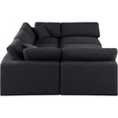  Manufacturer Color_Black -- Comfy 119" Black Linen Textured Fabric Upholstered 6 pc Modular Sectional IMAGE 5