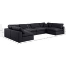  Manufacturer Color_Black -- Comfy 158" Black Linen Textured Fabric Upholstered 6 pc Modular Sectional IMAGE 10