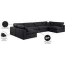  Manufacturer Color_Black -- Comfy 158" Black Linen Textured Fabric Upholstered 6 pc Modular Sectional IMAGE 11