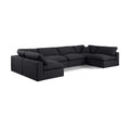  Manufacturer Color_Black -- Comfy 158" Black Linen Textured Fabric Upholstered 6 pc Modular Sectional IMAGE 1