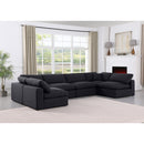  Manufacturer Color_Black -- Comfy 158" Black Linen Textured Fabric Upholstered 6 pc Modular Sectional IMAGE 2