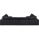  Manufacturer Color_Black -- Comfy 158" Black Linen Textured Fabric Upholstered 6 pc Modular Sectional IMAGE 3