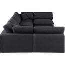  Manufacturer Color_Black -- Comfy 158" Black Linen Textured Fabric Upholstered 6 pc Modular Sectional IMAGE 5
