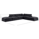  Manufacturer Color_Black -- Comfy 157" Black Linen Textured Fabric Upholstered 6 pc Modular Sectional IMAGE 10