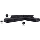 Manufacturer Color_Black -- Comfy 157" Black Linen Textured Fabric Upholstered 6 pc Modular Sectional IMAGE 11