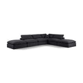  Manufacturer Color_Black -- Comfy 157" Black Linen Textured Fabric Upholstered 6 pc Modular Sectional IMAGE 1