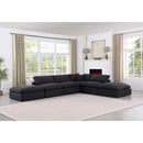 Manufacturer Color_Black -- Comfy 157" Black Linen Textured Fabric Upholstered 6 pc Modular Sectional IMAGE 2