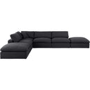 Meridian Comfy Black Linen Textured Fabric Modular Sectional IMAGE 4