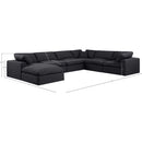  Manufacturer Color_Black -- Comfy 158" Black Linen Textured Fabric Upholstered 7 pc Modular Sectional IMAGE 10