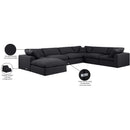  Manufacturer Color_Black -- Comfy 158" Black Linen Textured Fabric Upholstered 7 pc Modular Sectional IMAGE 11