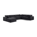  Manufacturer Color_Black -- Comfy 158" Black Linen Textured Fabric Upholstered 7 pc Modular Sectional IMAGE 1