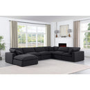  Manufacturer Color_Black -- Comfy 158" Black Linen Textured Fabric Upholstered 7 pc Modular Sectional IMAGE 2