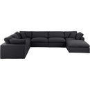  Manufacturer Color_Black -- Comfy 158" Black Linen Textured Fabric Upholstered 7 pc Modular Sectional IMAGE 4