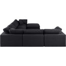  Manufacturer Color_Black -- Comfy 158" Black Linen Textured Fabric Upholstered 7 pc Modular Sectional IMAGE 5