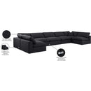  Manufacturer Color_Black -- Comfy 197" Black Linen Textured Fabric Upholstered 7 pc Modular Sectional IMAGE 11