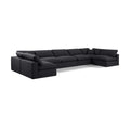 Manufacturer Color_Black -- Comfy 197" Black Linen Textured Fabric Upholstered 7 pc Modular Sectional IMAGE 1