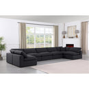  Manufacturer Color_Black -- Comfy 197" Black Linen Textured Fabric Upholstered 7 pc Modular Sectional IMAGE 2