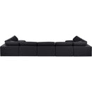Meridian Comfy Black Linen Textured Fabric Modular Sectional IMAGE 3