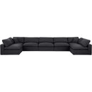  Manufacturer Color_Black -- Comfy 197" Black Linen Textured Fabric Upholstered 7 pc Modular Sectional IMAGE 4