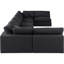  Manufacturer Color_Black -- Comfy 197" Black Linen Textured Fabric Upholstered 7 pc Modular Sectional IMAGE 5