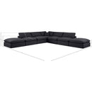  Manufacturer Color_Black -- Comfy 157" Black Linen Textured Fabric Upholstered 7 pc Modular Sectional IMAGE 10