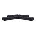  Manufacturer Color_Black -- Comfy 157" Black Linen Textured Fabric Upholstered 7 pc Modular Sectional IMAGE 1