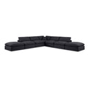  Manufacturer Color_Black -- Comfy 157" Black Linen Textured Fabric Upholstered 7 pc Modular Sectional IMAGE 1