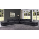 Manufacturer Color_Black -- Comfy 157" Black Linen Textured Fabric Upholstered 7 pc Modular Sectional IMAGE 2